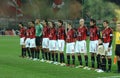 The Milan players before the match